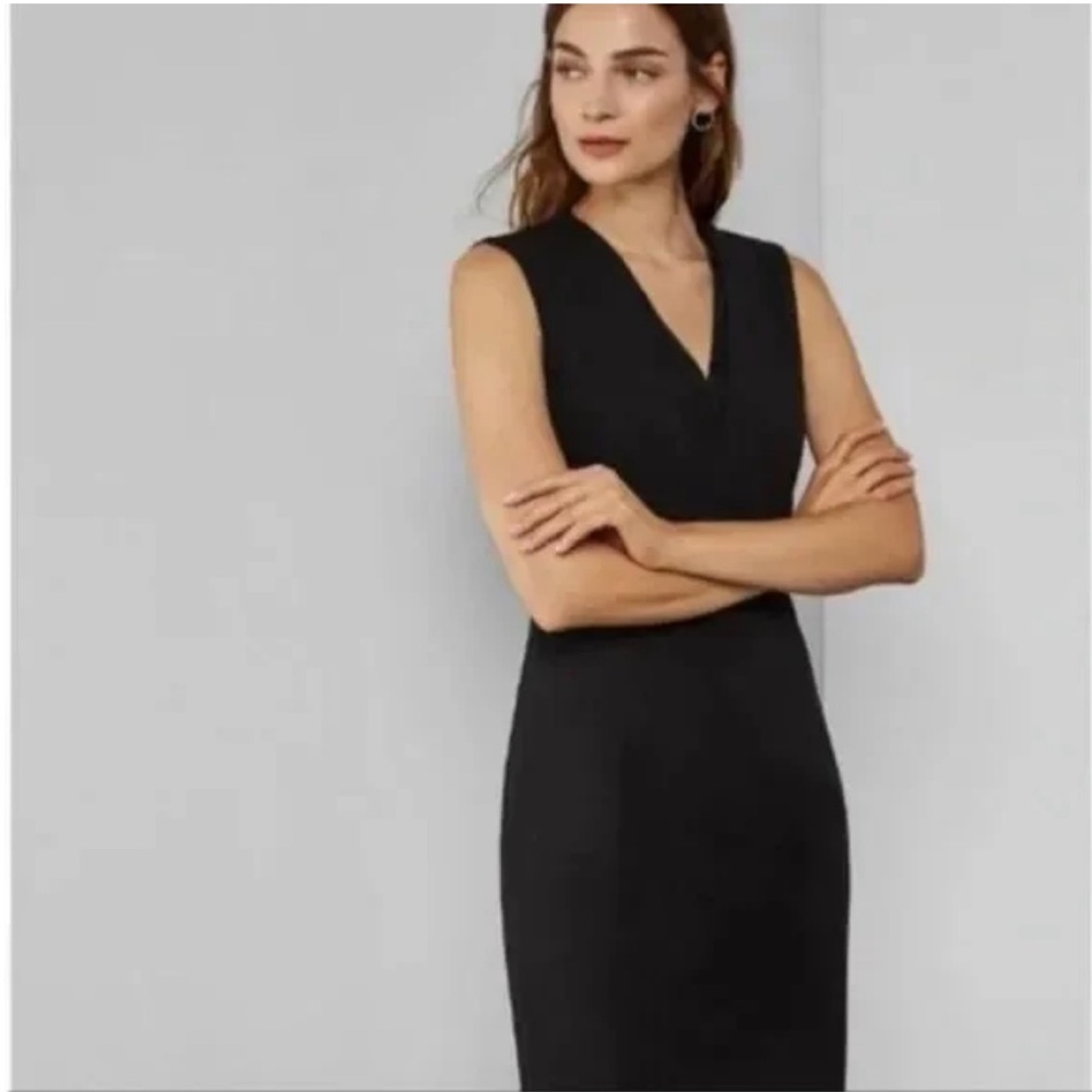 Ted Baker Black Sheath Midi Dress V-Neck Sleeveless